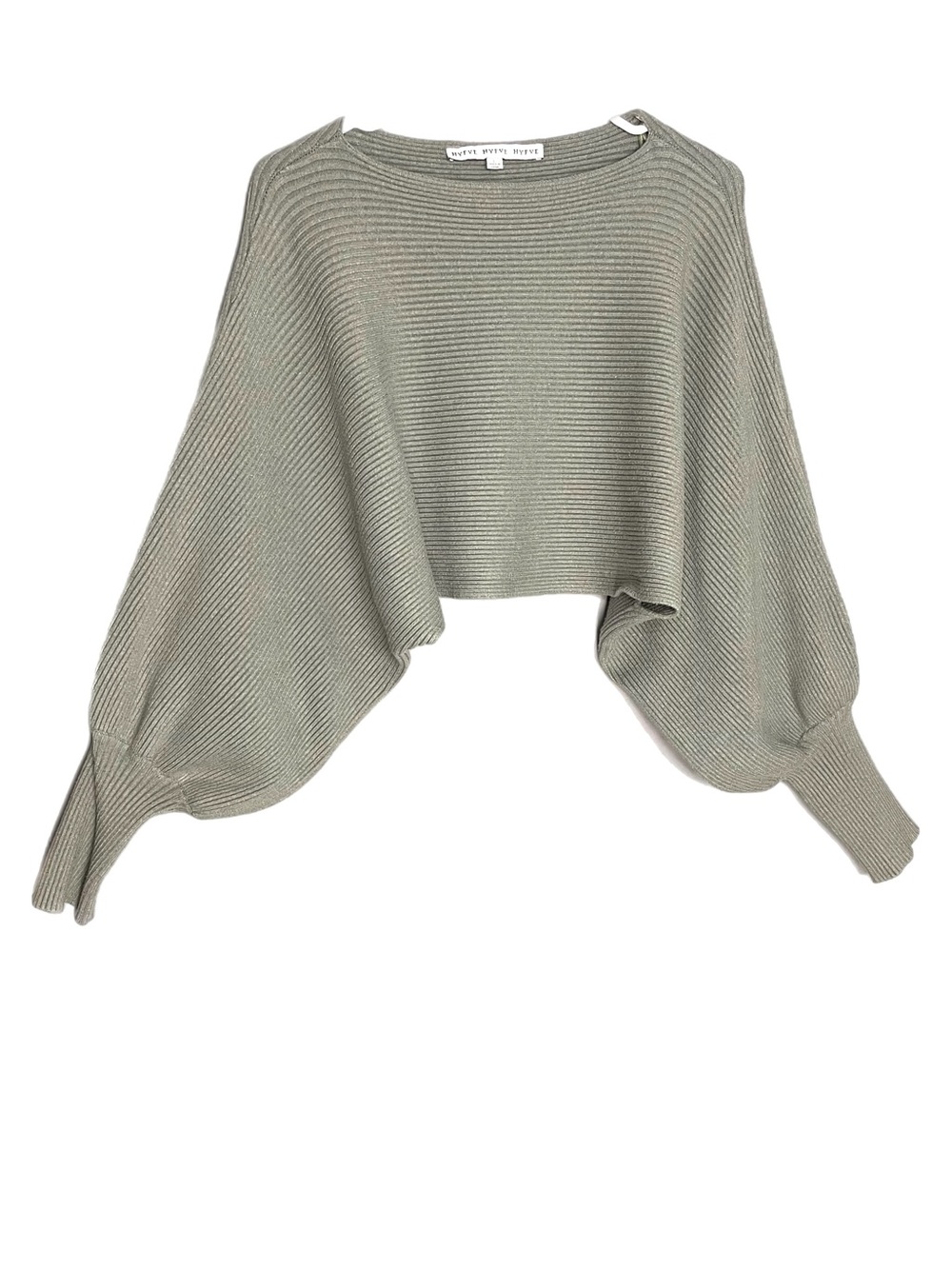 Hyfve Cropped Balloon Sleeve Ribbed Knit Sweater Women’s Size Large